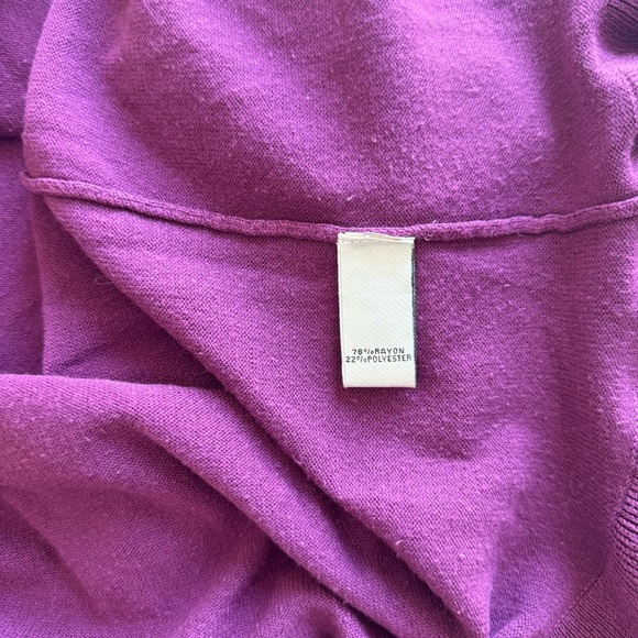 Neiman Marcus Women's Purple Mock Neck Flounce Trim Sweater Bell Sleeve Ruffle - Picture 4 of 6